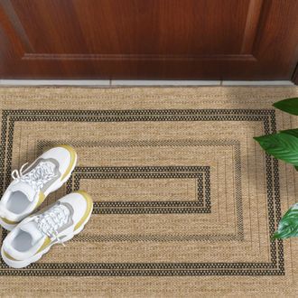 Nazar Rugs Alfombra interior/exterior efecto yute rectangular negro 60x90