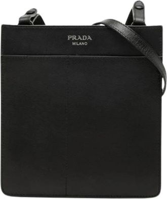 Prada Pre-owned Saffiano Crossbody Bag - Dames - Vintage Schoudertas - Zwart - ONE Size - Leer - Vintage