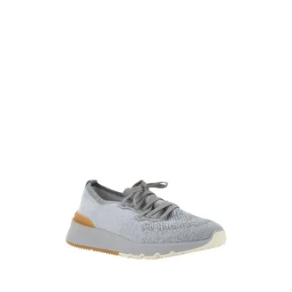 Brunello Cucinelli Mens Gray Cotton Athletic Sneakers