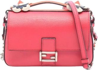 Fendi Pre-owned Double Micro Baguette Leren 2way Handtas - Dames - Vintage Schoudertas - Roze - ONE Size - Leer - Vintage