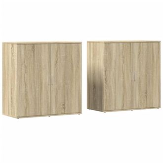 Berkfield Home Sideboards 2 pcs Sonoma Oak 79x38x80 cm Engineered Wood in Light Brown | Size: 79 x 38 x 80 cm