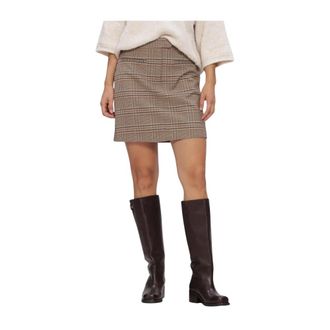 Simple Rokken, Dames, Beige, XL, Leer, Wv-Pl-Ac-Check-26-3 Minirok