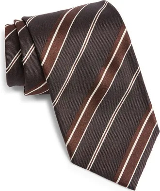 Tom Ford Stripe Jacquard Silk Tie in Eea Brown Multicolor at Nordstrom