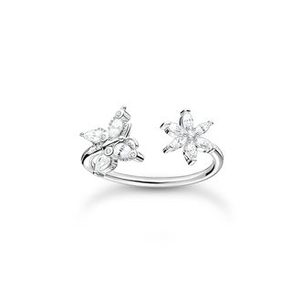 Thomas Sabo Thomas Sabo Ring Schmetterling mit Blume wei&szlig;e Steine wei&szlig; TR2355-051-14-48