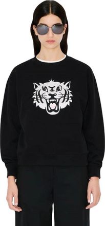Kenzo Felpa ricamata Happy Tiger - Dames - Sweatshirts - Zwart - L - Katoen - Hoodies & sweatvesten