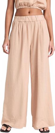 Stateside Linen Wide Leg Pull On Pant In Almond
