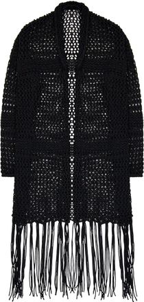 Laneus Cardigan oversize in maglia traforata - Nero