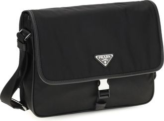 Prada Mens Re-Nylon And Saffiano Shoulder Bag Nero Recycled Polyamide