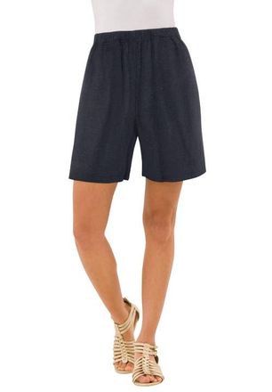 Roaman's Plus Size Soft Knit Pull-On Short in Heather Charcoal at Nordstrom, Size Medium