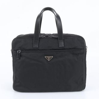 Prada Black Leather Nylon Tote Bag (Pre-Owned)