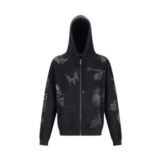 Ed Hardy Zip-throughs, male, Black, Size: S Tattoo Club Zip Thru Hoodie
