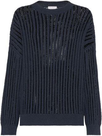 Brunello Cucinelli Opengebreide trui - Blauw