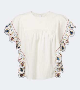 Isabel Marant Marlie embroidered ruffled blouse