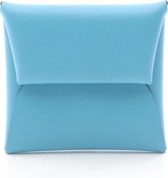 Herm&egrave;s Blue Leather Coin Purse/Coin Case (Pre-Owned)