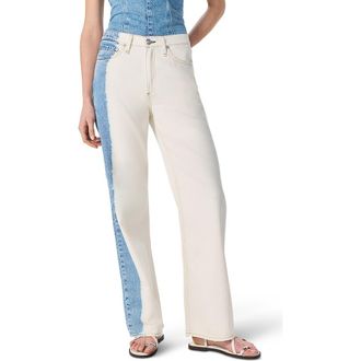 Rag & Bone Featherweight Logan Two-Tone Mid Rise Wide Leg Jeans in Bleach Blue at Nordstrom Rack, Size 27