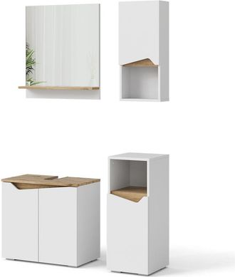 Vicco Conjunto De Muebles De Ba&ntilde;o Marelle, Blanco, 4 Piezas