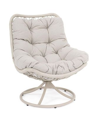 Outdoor Living Silla giratoria en acero y tejido de fibra sint&eacute;tica, color beige