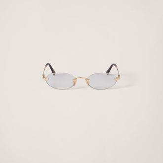Miu Miu Logo Sunglasses, Woman, Blue-ray Transparent Lenses