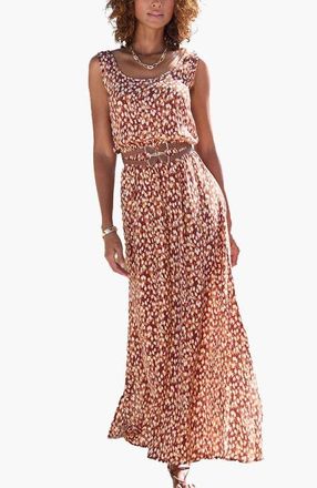 Lascana Womens Print Tank Maxi Dress in Brown Ivory at Nordstrom, Size 4