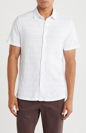 WESTZEROONE Forli Short Sleeve Cotton Knit Button-Up Shirt in White at Nordstrom Rack, Size Xx-Large
