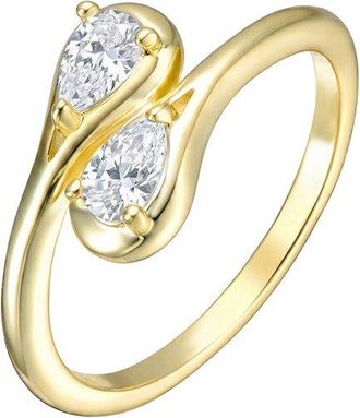 Rachel Glauber 14K Plated Cz Bypass Ring