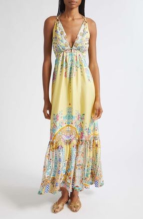 Camilla Barcelona Beaded Silk Halter Maxi Dress at Nordstrom, Size Medium