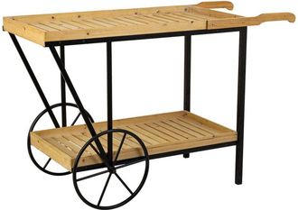 Wanderlust Deco Carro Expositor De Metal Y Madera Marr&oacute;n 125x50x80