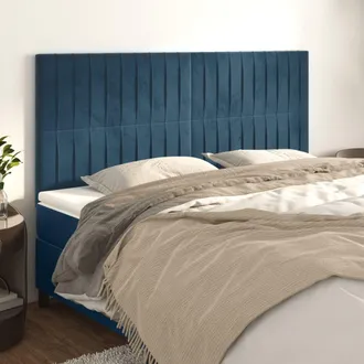 vidaXL Cabeceros 4 Unidades De Terciopelo Azul Oscuro 80x5x78/88 Cm Vidaxl