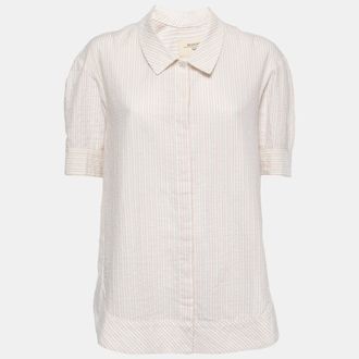 Max Mara White Striped Cotton Button Front Shirt