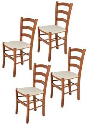 Tommychairs Tommychairs 4 Sillas Venice En Haya Cerezo, Asiento Tela Marfil