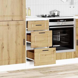 Berkfield Home Kitchen Base Cabinet Porto Artisan Oak Engineered Wood in Brown