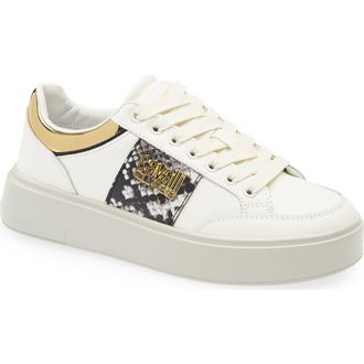 Roberto Cavalli Logo Hardware Low Top Sneaker in White at Nordstrom Rack, Size 12Us / 42Eu