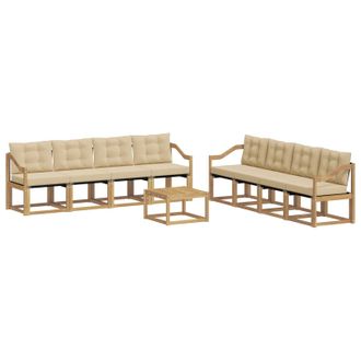 vidaXL Conjunto De Sof&aacute;s De Exterior Con Coj&iacute;n 9 Pcs Y Beige Vidaxl