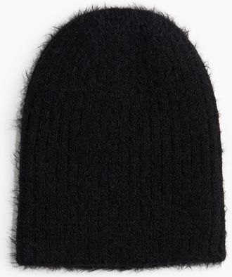 H&M Beanie aus flauschigem Strick - Schwarz