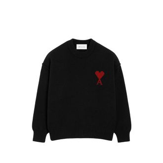 Ami Black Wool Ami De Coeur Crewneck Sweater