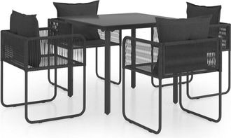 vidaXL Set De Comedor De Jard&iacute;n De 5 Piezas Pvc Rat&aacute;n Negro Vidaxl