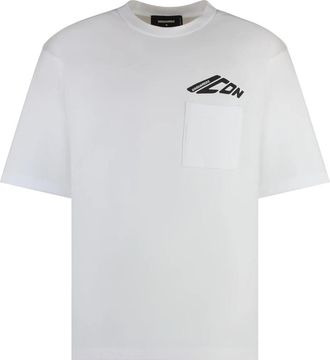 Dsquared2 Icon New Generation Loose Fit Pocket T-Shirt - Heren - T-shirts - Wit - S - Katoen - Tops