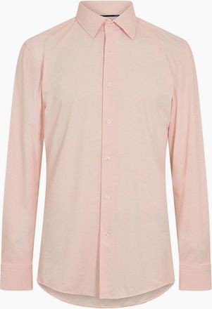 HUGO BOSS Mens Point Collar Long Sleeve Oxford Shirt - Orange - Size: 17.5 inch