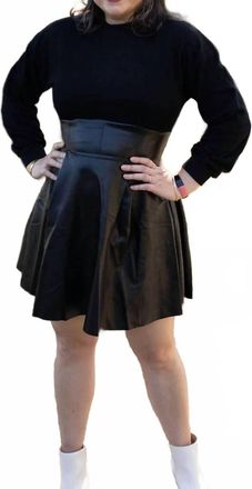 Fate Mixed Media Corset Waist Faux Leather Dress In Black