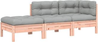 vidaXL Sof&aacute; De Jard&iacute;n Con Cojines Y Reposapi&eacute;s 3 Plazas Vidaxl