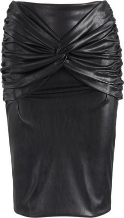 Elisabetta Franchi Lange rok met centrale knoop - Dames - Kokerrokken - Zwart - L - Leer - Rokken