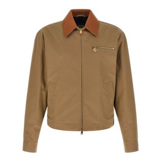 Versace Heren, Jassen, Beige, Maat: XL Leer