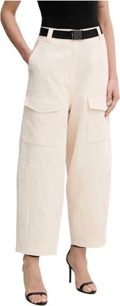 Liu Jo Wijde broek - Dames - Wijde Broeken - Beige - XS - Polyester - Broeken