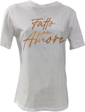 Giulia N Couture Wit T-shirt met korte mouwen Myriam 16Biancoarancio - Dames - T-shirts - Wit - XS - Tops