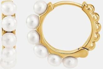 Dower & Hall Medium Timeless Pearl Huggie Hoops in Yellow Gold Vermeil at Nordstrom