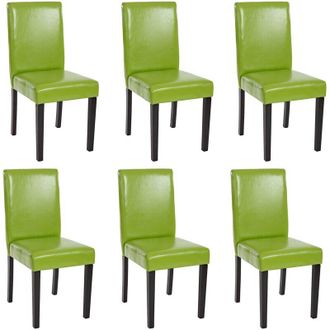 Hhg non utilizzato] Set 6x sedie Littau ecopelle opaca soggiorno cucina sala da pranzo 56x43x90cm verde piedi scuri