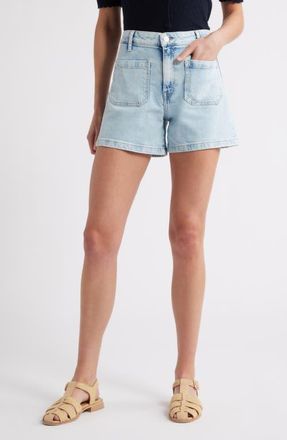 Mavi Erin Patch Pocket High Waist Denim Shorts in Bleached 90S at Nordstrom, Size 27