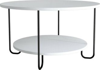 Calicosy Calicosy - Mesa De Centro Con 2 Bandejas Y Patas De Metal - Di&aacute;metro 80 Cm - Corro