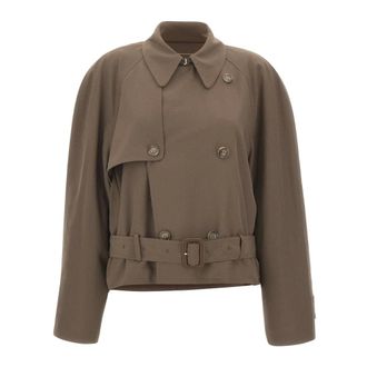 Maison Margiela Oversized Wool-Blend Jacket - female - MM6 Maison Margiela - Light Jackets - Brown - 2XS - Jackets