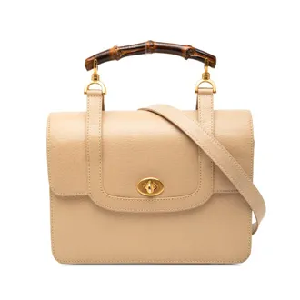Gucci Pre-owned Gucci Calfskin Turnlock Bamboo Top Handle Bag Ladies 3VVP418EOEFJ1GL2